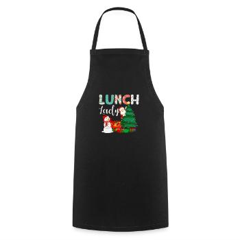 Lunch Lady Funny Christmas Tree Christmas - Cooking Apron - black - Front - AI Model Male 185 dark (185cm)