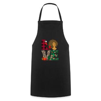 Love Christmas Black Melanin Afro African - Cooking Apron - black - Front - AI Model Male 185 dark (185cm)