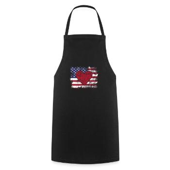 Valentinstag Amerikanische Flagge Rote Herzen US - Kochschürze - Schwarz - Vorne - AI Model Male 185 dark (185cm)