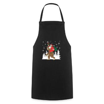 Weihnachtsmann Reiten Bigfoot Sasquatch Funny - Kochschürze - Schwarz - Vorne - AI Model Male 185 dark (185cm)