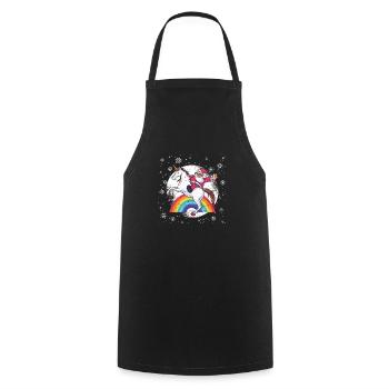 Christmas Cute Santa Claus Riding - Cooking Apron - black - Front - AI Model Male 185 dark (185cm)