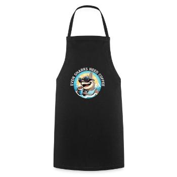 Kaffeehai-Liebhaber Meeresbiologie Koffein-Trinker - Kochschürze - Schwarz - Vorne - AI Model Male 185 dark (185cm)