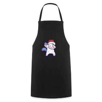 Dabbing Unicorn Santa Claus Hat Christmas - Cooking Apron - black - Front - AI Model Male 185 dark (185cm)