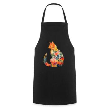 Katzenblumen Geschenk ideal für alle Katzenliebhaber - Kochschürze - Schwarz - Vorne - AI Model Male 185 dark (185cm)