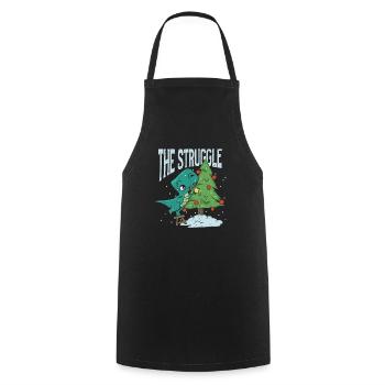 The Battle Funny Dinosaur Christmas Tree Rex Xma - Cooking Apron - black - Front - AI Model Male 185 dark (185cm)