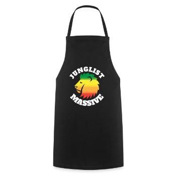 Junglist Massiver Löwe DNB Drum N Bass Raver EDM DJ - Kochschürze - Schwarz - Vorne - AI Model Male 185 dark (185cm)