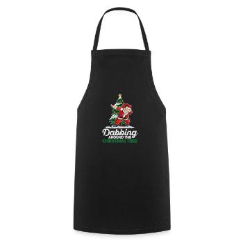 Santa Claus dabs lights around the Christmas tree - Cooking Apron - black - Front - AI Model Male 185 dark (185cm)