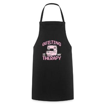 Quilting is my therapy Seamstress Sewing Quilter - Cooking Apron - black - Front - AI Model Male 185 dark (185cm)