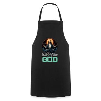 Méditation chrétienne Jésus Yoga Zen Christianisme - Tablier de cuisine - noir - Devant - AI Model Male 185 dark (185cm)