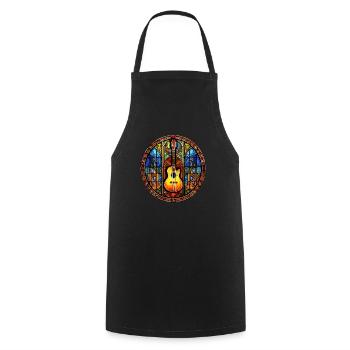 Coole Buntglas-Kunstgitarre für Männer und Frauen - Kochschürze - Schwarz - Vorne - AI Model Male 185 dark (185cm)