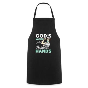 Christian Nurse RN Registered Nurse Christianity - Cooking Apron - black - Front - AI Model Male 185 dark (185cm)