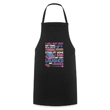 Je ne vais pas acheter une machine à coudre en tissu Drôle - Tablier de cuisine - noir - Devant - AI Model Male 185 dark (185cm)
