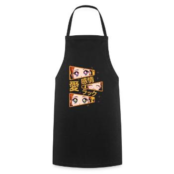 Feelings Love Happiness Manga Anime - Cooking Apron - black - Front - AI Model Male 185 dark (185cm)