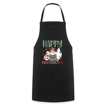 Hallothanksmas Halloween Thanksgiving Christmas - Cooking Apron - black - Front - AI Model Male 185 dark (185cm)