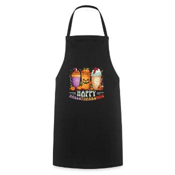 Hallothanksmas Halloween Thanksgiving Christmas - Cooking Apron - black - Front - AI Model Male 185 dark (185cm)