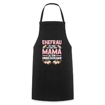 Ehefrau Mutter Mama - Kochschürze - Schwarz - Vorne - AI Model Male 185 dark (185cm)