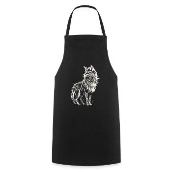 Fenrir Loup Viking Nordique Norsemen Odins Loup - Tablier de cuisine - noir - Devant - AI Model Male 185 dark (185cm)