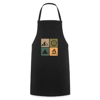 Funny Outdoor Lovers Hiking Camping Hiking - Cooking Apron - black - Front - AI Model Male 185 dark (185cm)
