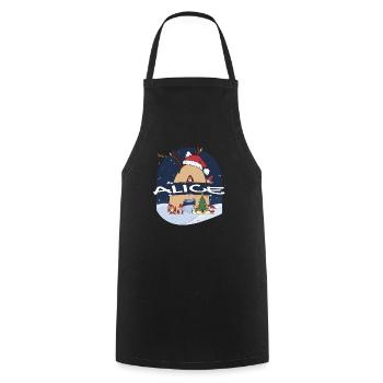 Génial nom d’Alice avec chapeau de Père Noël dans le thème de Noël - Tablier de cuisine - noir - Devant - AI Model Male 185 dark (185cm)