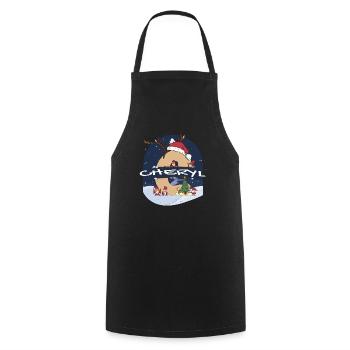 Awesome Cheryl Name w Santa Hat in Xmas Theme - Cooking Apron - black - Front - AI Model Male 185 dark (185cm)