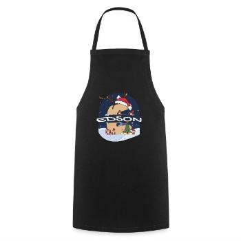 Awesome Edson Name w Santa Hat dans le thème de Noël - Tablier de cuisine - noir - Devant - AI Model Male 185 dark (185cm)