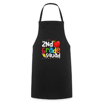 2nd Grade Squad Second Teacher Student 100th Day - Cooking Apron - black - Front - AI Model Male 185 dark (185cm)