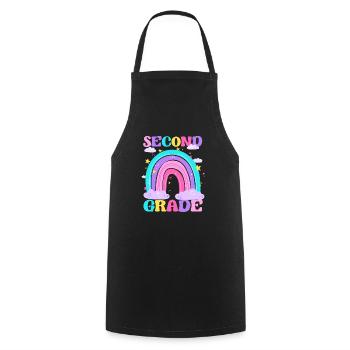 Second Grade 2nd Rainbow Teacher Student 100th - Cooking Apron - black - Front - AI Model Male 185 dark (185cm)