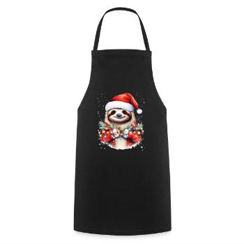 Sloth Christmas Art, Cute and Funny Sloth - Cooking Apron - black - Front - AI Model Male 185 dark (185cm)