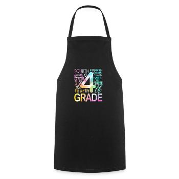 Tie Dye 4e année équipe de typographie quatrième année - Tablier de cuisine - noir - Devant - AI Model Male 185 dark (185cm)