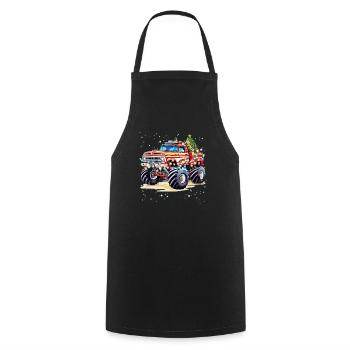 Monster Truck avec sapin de Noël et Li de Noël - Tablier de cuisine - noir - Devant - AI Model Male 185 dark (185cm)