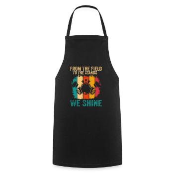 Du terrain aux tribunes, nous brillons en marchant - Tablier de cuisine - noir - Devant - AI Model Male 185 dark (185cm)