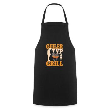 Geiler Typ Am Grill BBQ Griller Grillen - Kochschürze - Schwarz - Vorne - AI Model Male 185 dark (185cm)