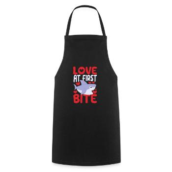 L’amour à la première bouchée requins drôle Saint-Valentin - Tablier de cuisine - noir - Devant - AI Model Male 185 dark (185cm)