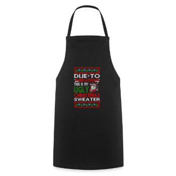 Due to Inflation - Ugly Christmas - Cooking Apron - black - Front - AI Model Male 185 dark (185cm)