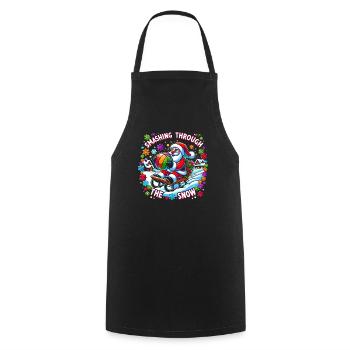 Volleyball Christmas Santa, Smashing Through The - Cooking Apron - black - Front - AI Model Male 185 dark (185cm)