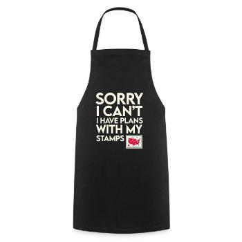 Timbre Collectionneur Affranchissement Estampillage Philatéliste Hommes - Tablier de cuisine - noir - Devant - AI Model Male 185 dark (185cm)