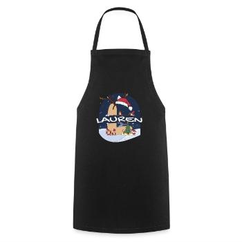 Génial Lauren nom w chapeau de père Noël dans le thème de Noël - Tablier de cuisine - noir - Devant - AI Model Male 185 dark (185cm)