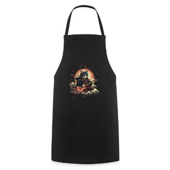Chat samouraï japonais Japon Esthétique Amoureux des chats - Tablier de cuisine - noir - Devant - AI Model Male 185 dark (185cm)