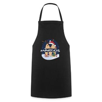 Nom de Marcos génial w chapeau de père Noël dans le thème de Noël - Tablier de cuisine - noir - Devant - AI Model Male 185 dark (185cm)