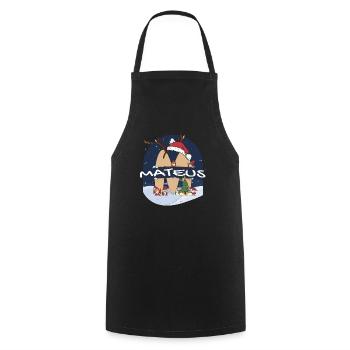 Génial Mateus nom w chapeau de père Noël dans le thème de Noël - Tablier de cuisine - noir - Devant - AI Model Male 185 dark (185cm)