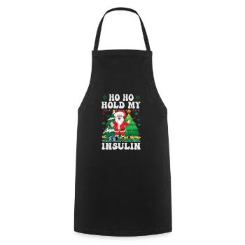 Ho ho hold my Insulin - Weihnachten Diabetes - Kochschürze - Schwarz - Vorne - AI Model Male 185 dark (185cm)