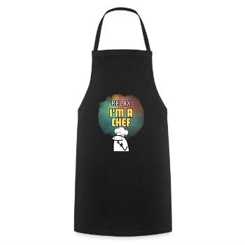 Détendez-vous, je suis un chef | Chef en devenir Cadeau pour Chef - Tablier de cuisine - noir - Devant - AI Model Male 185 dark (185cm)