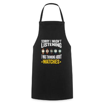 Watch Collector Horologist Collecting Watches - Cooking Apron - black - Front - AI Model Male 185 dark (185cm)