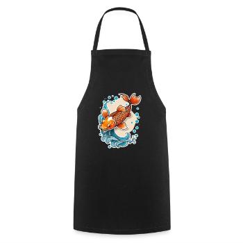 carpe koi - poisson japon - Tablier de cuisine - noir - Devant - AI Model Male 185 dark (185cm)