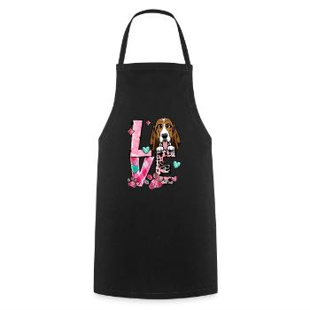 Basset Dog J’aime mon chien Saint-Valentin - Tablier de cuisine - noir - Devant - AI Model Male 185 dark (185cm)