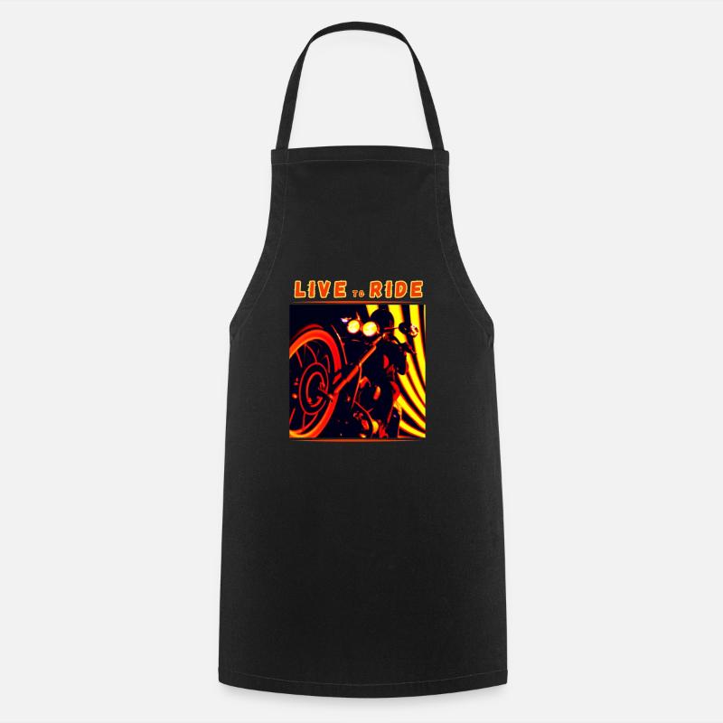 Rider and motorcycle from below - modern outline - Cooking Apron - black
