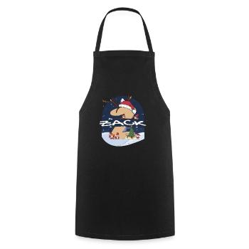 Impressionnant nom de Zack w chapeau de père Noël dans le thème de Noël - Tablier de cuisine - noir - Devant - AI Model Male 185 dark (185cm)