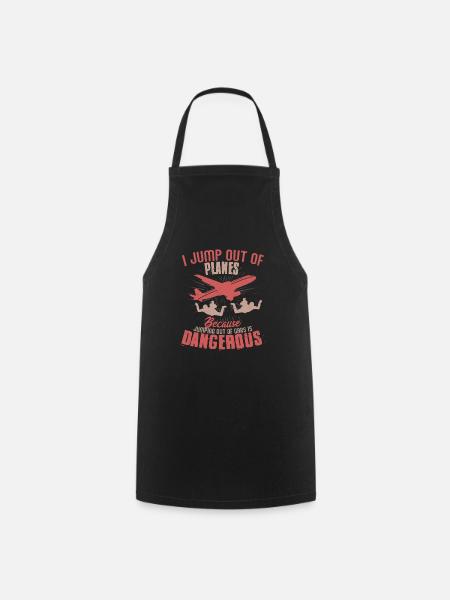 Je saute d’un parachute de parachutiste d’avion - Tablier de cuisine - noir