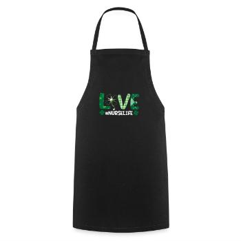 Love Stethoscope Nurse Life Happy - Cooking Apron - black - Front - AI Model Male 185 dark (185cm)