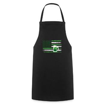 Lucky Green Clover Bier Amerikanische Flagge Happy - Kochschürze - Schwarz - Vorne - AI Model Male 185 dark (185cm)